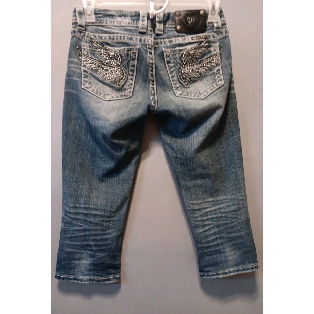 Miss Me Jeans Capri Style Womens 28 Embelished Angel Wings Low Rise Rhinestones